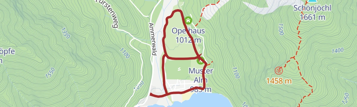 Route map: Spazierweg Musteralpe am Plansee